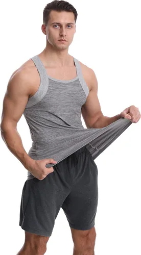 Miniatura 3 de Different Touch Paquete de 3 camisetas sin mangas de corte cuadrado de ajuste seco para hombre