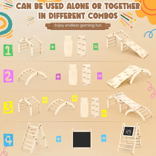 Miniatura 2 de Norbee Pikler - Juego de triángulos plegables de madera para niños pequeños, juguetes de escalada para interiores, parque infantil, gimnasio