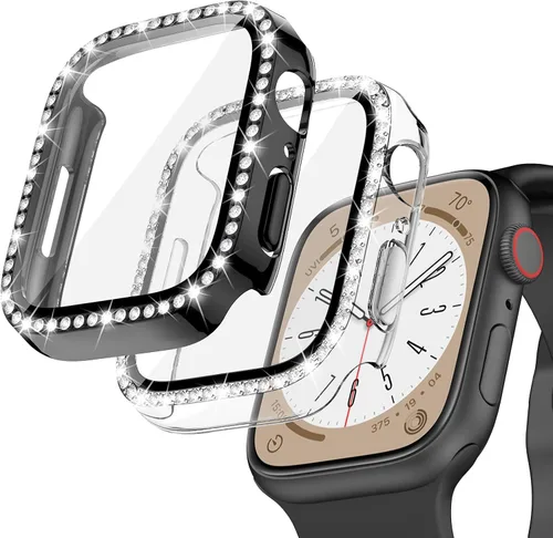 Miniatura 15 de Goton - Pack de 2 Fundas Bling para Apple Watch con Protector de Pantalla 40mm SE 3/2/1, Series 6/5/4, Funda con Purpurina para Mujer con Diamantes