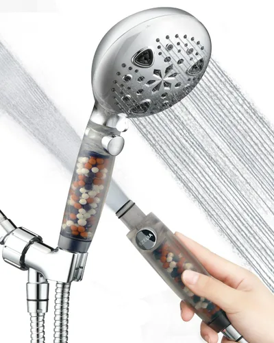 Cabezal de ducha de mano con 9 modos para piel seca y cabello con boquilla de filtro de alta presión extraíble para limpiar azulejos, bañera y