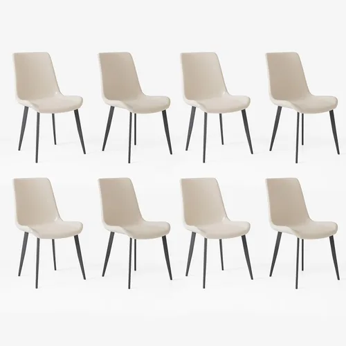 Miniatura 27 de Juego de 2 sillas de comedor modernas, sillas de comedor de cuero PU, sillas de cocina tapizadas con respaldo ergonómico y patas de metal