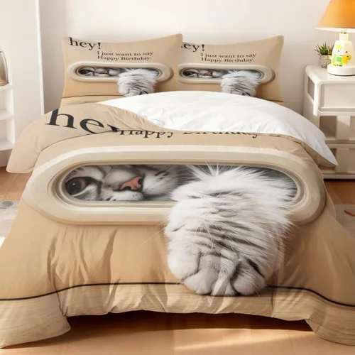 Miniatura 12 de Cute Bear Duvet Cover Set Twin, 3 Pieces Soft Neutral Bedding Calming Cozy Comforter Cover Set Minimal Kawaii Bedroom Decor Microfiber for Relaxing