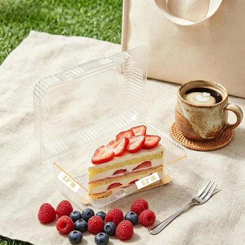 Miniatura 3 de Kaderron Contenedor de plástico desechable con bisagras – 70 recipientes de alimentos transparentes con forma de almeja, tamaño interno de 6.3