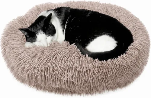 Miniatura 18 de Whiskers & Friends Camas para gatos de interior, cama mullida y calmante para gatos con forma de dona, cama para perros pequeños lavable, camas Gris