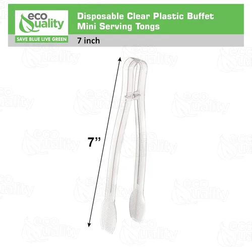 Miniatura 3 de Pinzas desechables de plástico transparente para servir bufé de 7 pulgadas, mini pinzas para utensilios, pinzas de aperitivo, pinzas de cocina