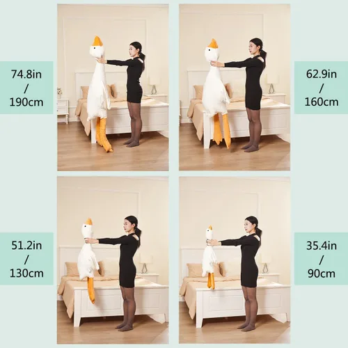 Miniatura 2 de Peluche de Ganso, Almohada Gigante para Dormir y Abrazar de 35.4 pulgadas/90cm, Juguete de Peluche de Cisne Blanco Suave, Regalo para Niños, Amigos