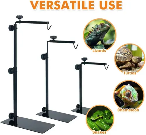 Miniatura 2 de Soporte de lámpara de reptil de metal ajustable de 13 a 29 pulgadas, soporte de luz de suelo versátil para lámparas de calor de terrario y pantallas