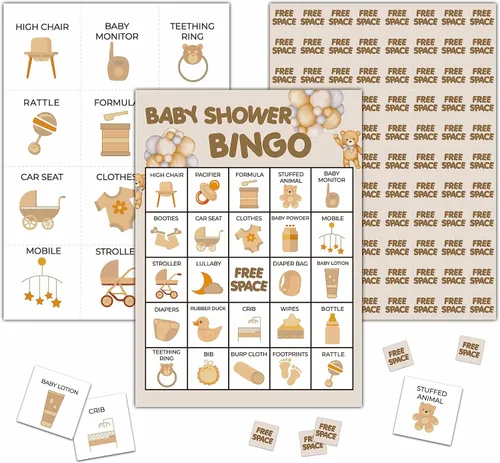 Miniatura 10 de Tarjetas de juego de bingo para baby shower, juego de bingo para 24 jugadores, actividades en interiores y exteriores, fiesta de baby shower