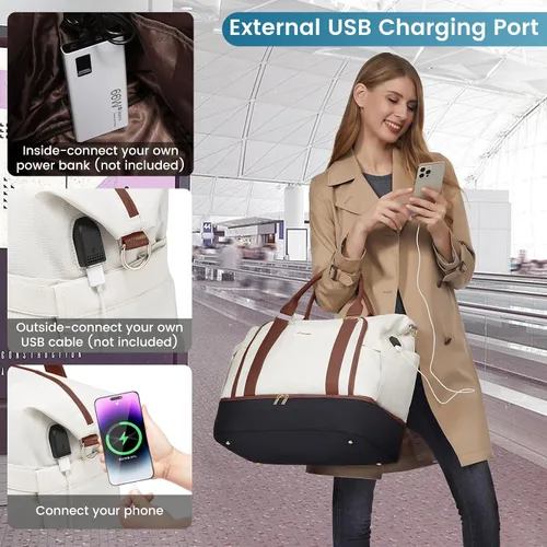 Miniatura 5 de LOVEVOOK Bolsa de viaje para mujer, bolsa de transporte de gran capacidad con bolsa de aseo