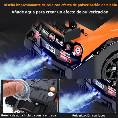 Miniatura 3 de Auto RC Drift de 2.4 GHz, escala 1:16, 4WD, de alta velocidad, con luces LED, dos baterías y neumáticos a la deriva, autos de juguete deportivos