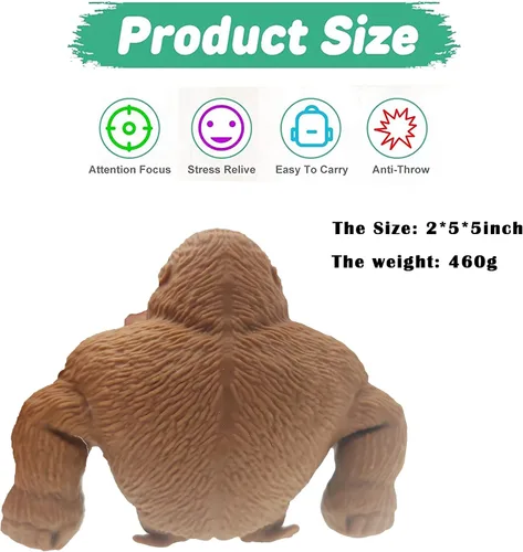 Miniatura 4 de Figura de juguete de mono para niños y adultos, descomprime y estira el gorila del estrés, juguete para aliviar el estrés para niños y adultos