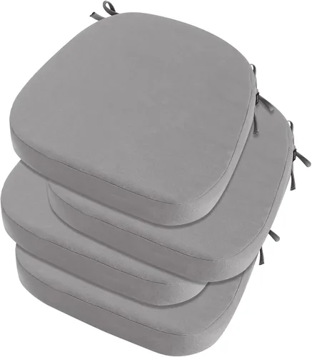 Miniatura 18 de idee-home Juego de 2 cojines para sillas de exterior, 17 x 17 pulgadas de grosor, en forma de D, cojines de asiento impermeables con lazos