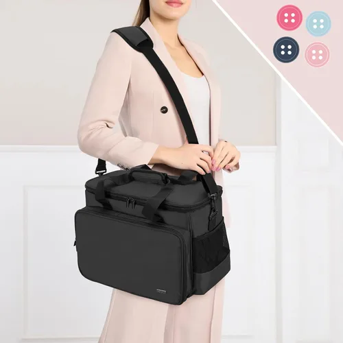 Miniatura 6 de LUXJA Bolsa de transporte para máquina de coser con almohadilla acolchada extraíble, bolsa de mano para máquina de coser y accesorios de costura