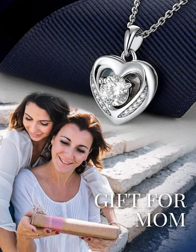 Miniatura 46 de MomentWish Collar de corazón para mujer, moissanita, diamante de imitación, plata de ley 925