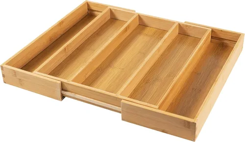 Miniatura 8 de Utoplike Organizador de cajones de cubiertos de bambú, organizador de cajones de utensilios de cocina expandibles, separadores de bandeja de Negro