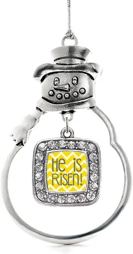 Miniatura 172 de Inspired Silver - Adorno de rodillo de reina - Adorno cuadrado de plata con muñeco de nieve con joyas de circonita cúbica