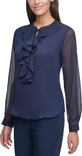 Miniatura 2 de Tommy Hilfiger Women's Classic Long Sleeve Ruffle Front Blouse