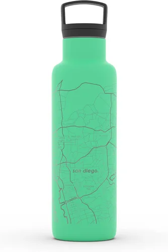Miniatura 147 de Well Told Botella de agua aislada con mapa de Washington DC grabado, botella de acero inoxidable grabada (21 onzas, blanco) botella aislada de mapa
