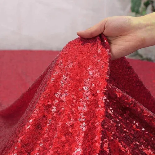 Miniatura 3 de Cortina tipo telón de fondo de lentejuelas rojas de 4 x 8 pies, 2 paneles de cortinas de fondo brillantes con purpurina para decoración de Rojo