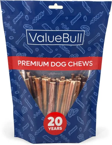 ValueBull Bully Sticks para perros pequeños, extrafinos de 6 pulgadas, 50 unidades, totalmente naturales, alimentados con pasto, de un solo