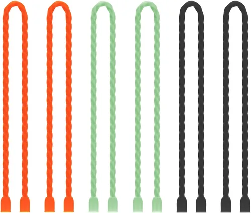 Miniatura 25 de 6 bridas de silicona de 24 pulgadas de diámetro reutilizables con núcleo de acero de 0.196 pulgadas de diámetro, lazos de torsión de goma flexibles