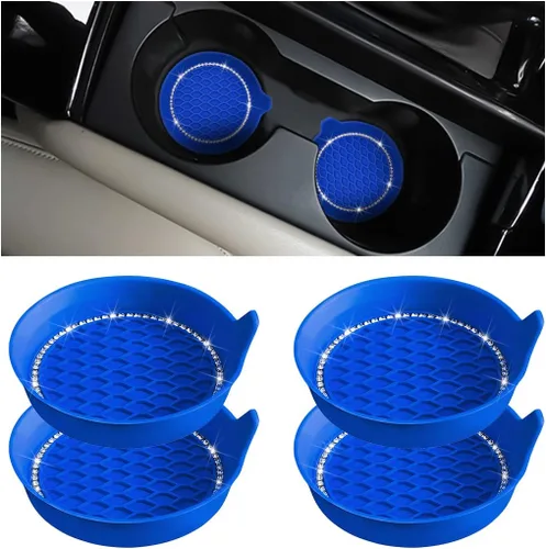 Miniatura 11 de XINLIYA 4 Piezas Posavasos Brillantes para Portavasos de Auto, Posavasos Universales con Inserto de Cristal con Diamantes de Imitación
