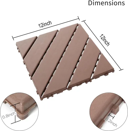 Miniatura 4 de Azulejos de plástico entrelazados para todo tipo de clima, paquete de 44 azulejos de patio de 12 x 12 pulgadas, impermeables, de plástico