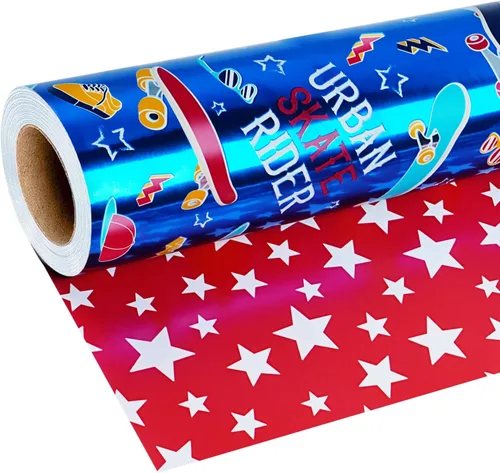 Miniatura 8 de BIOBROWN Papel de Regalo de Bloques de Construcción Reversibles para Niños y Niñas - 17 Pulgadas X 33 Pies - Papel de Regalo con Diseño de Ladrillos
