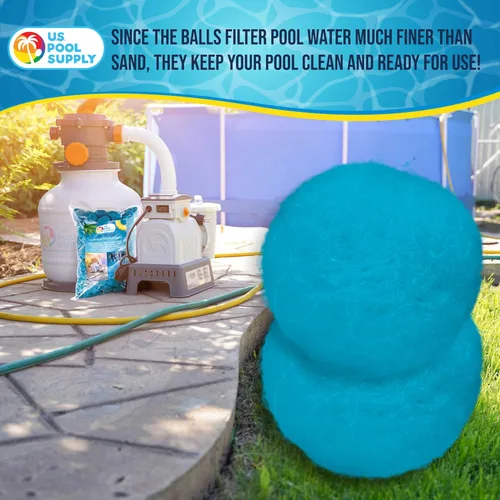 Miniatura 5 de U.S. Pool Supply Bolas de filtro de piscina azules de 1.5 libras para filtro de arena, medios de filtro de fibra reutilizables para filtros de arena