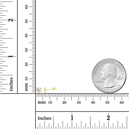 Miniatura 4 de Aretes de tuerca de oro macizo de 14 quilates, hipoalergénicos, de 0.157 in, con forma de corazón, bisel pulido y parte trasera de tornillo