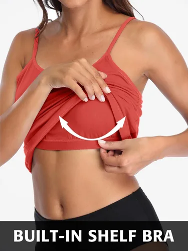Miniatura 52 de Camisa Attraco de algodón, con tirantes estilo espagueti, con brasier incorporado, 2 paquetes, para mujer