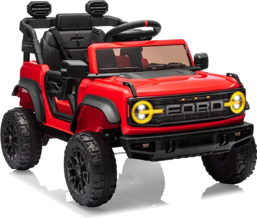 Miniatura 10 de First Ride On Ford Bronco - Juguetes de paseo de 24 V para niños y niñas, automóvil eléctrico de 2 plazas con control remoto, camión con suspensión