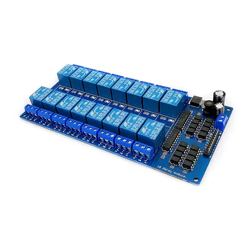 Miniatura 7 de DEVMO Módulo de placa de interfaz de relé de 12 V y 16 canales Optoacoplador LED LM2576 Power Compatible con Ar-duino DIY Kit PiC ARM AVR