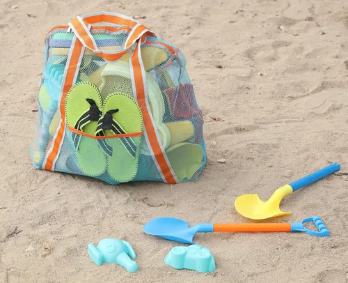 Miniatura 5 de LEAFOREST Bolsa de playa grande con cremallera, bolsa de malla ligera para juguetes de arena de piscina