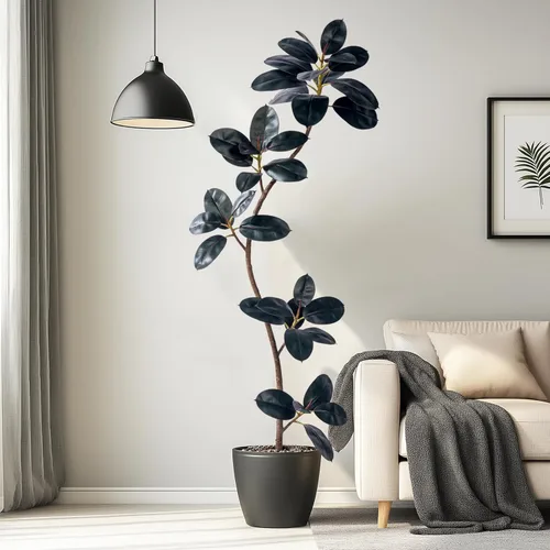 Miniatura 11 de Bailikang Árbol de Goma Artificial de 1.4 metros Plantas de Imitación para Interiores Árboles Artificiales de Piso para Interiores, Plantas