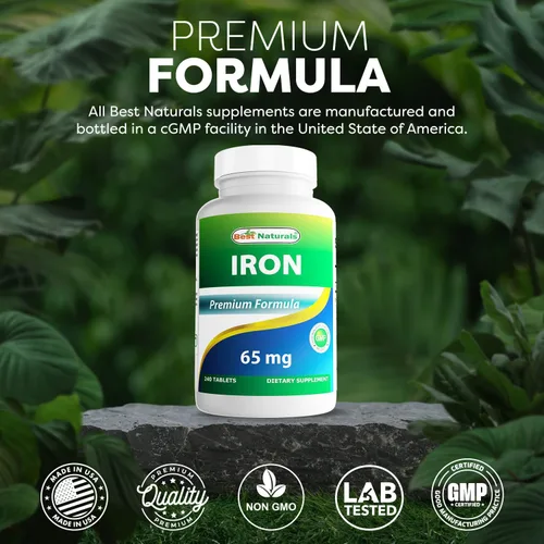 Miniatura 5 de Best Naturals Suplemento de hierro - 65 mg - 240 tabletas - Sin OMG y sin gluten