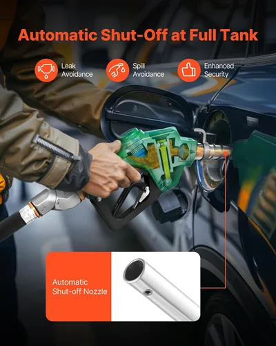 Miniatura 3 de VEVOR - Boquilla de combustible automática de 1 pulgada NPT, tasa de flujo máxima de 21.6 GPM, boquilla de bomba de gasolina diesel con apagado