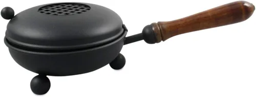 Miniatura 3 de Quemador de incienso de hierro negro con mango de madera y tapa plegable, incensario prémium de 4.72 pulgadas (diámetro) para quemar incienso