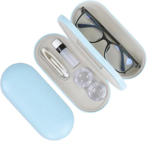 Miniatura 22 de Estuche 2 en 1 para Lentes de Contacto y Anteojos para Mujeres, Hombres y Niños, Estuche Duro Portátil de Doble Cara para Anteojos de Viaje