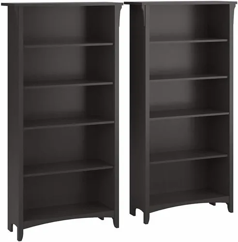 Miniatura 14 de Bush Furniture Salinas - Estantería alta de 5 estantes, juego de 2 en gris Shiplap y blanco puro, almacenamiento vertical de oficina, estanterías