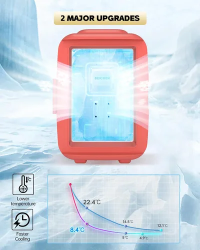Miniatura 5 de BEICHEN Mini refrigerador [actualización], refrigerador pequeño de enfriamiento rápido de 4 litros/6 latas, refrigerador para el cuidado de la piel