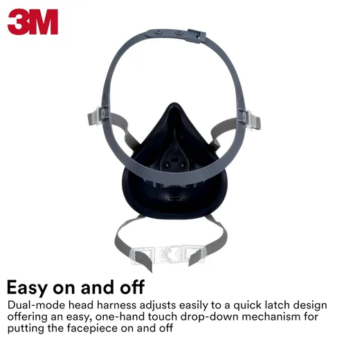 Miniatura 4 de 3M Respirador reutilizable, pieza de media cara 7501, use con cartuchos / filtros de bayoneta (no incluidos) para gases, vapores, polvo