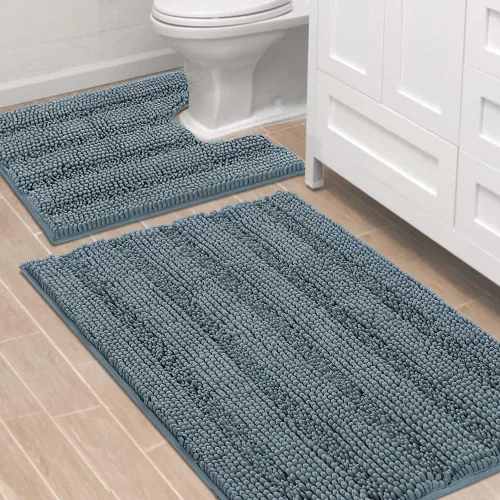 Miniatura 65 de H.VERSAILTEX - Alfombras de baño, juego de 2 piezas, alfombra de contorno para baño, juego de alfombras para inodoro, alfombra antideslizante