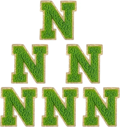 Miniatura 51 de 6 piezas de parches de letras de chenilla autoadhesivas, parches de letras preppy de 2 pulgadas para bolsos, ropa y sombreros, grandes pegatinas