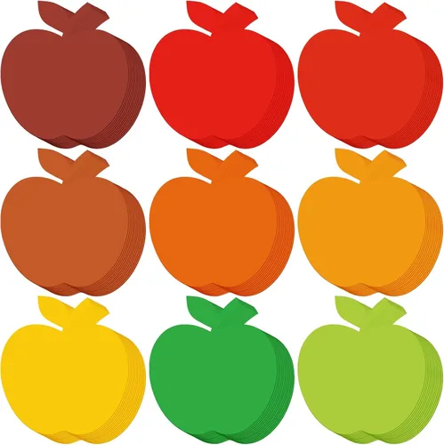 108 piezas de recortes de manzana, decoración de tablón de anuncios de otoño para el aula, recortes de manzana de colores surtidos para decoración