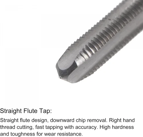 Miniatura 3 de uxcell 3/16-32 UNS Straight Flute Thread Tap y 0.161 in Twist Drill Broca Set, titanio plateado 6542 Acero de alta velocidad Brocas de perforación