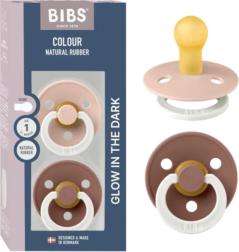 Miniatura 26 de BIBS - Paquete de 2 chupetes Bibs Colour, calmante, libre de bisfenol A, punta redonda, látex de goma natural Noche de vainilla