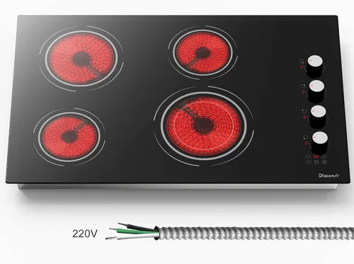 Miniatura 8 de Placa de cocción eléctrica de 30 pulgadas (tamaño de salida: 29.13 x 19.3 pulgadas), 4 quemadores, estufa de cerámica integrada de 6700 W, estufa