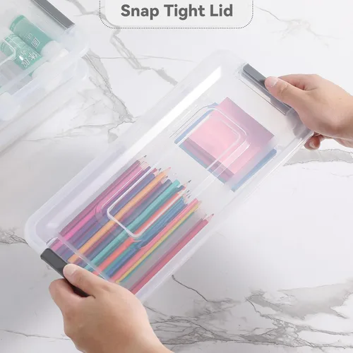 Miniatura 8 de novelinks Cajas de almacenamiento apilables transparentes con tapa Cajas organizadoras Contenedores organizadores de plástico duraderos