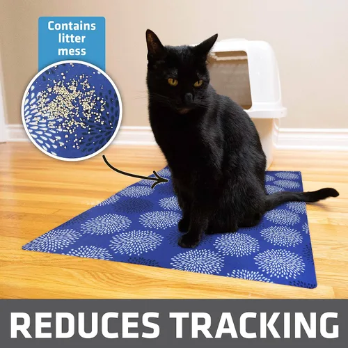 Miniatura 2 de Drymate - Tapete para gatos, contra desorden de caja de arena, a prueba de orina, absorbente/impermeable, 20 x 28 pulgadas, azul